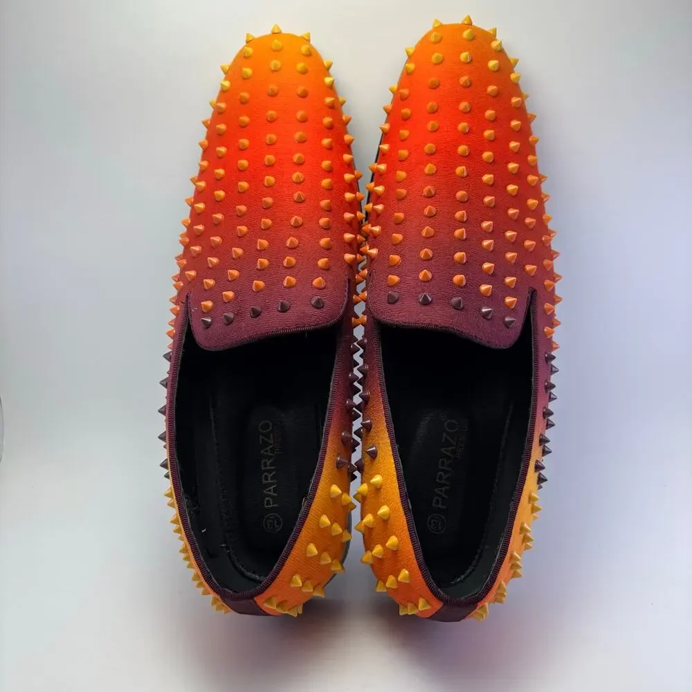 PARRAZO Premium Two Toned Orange Spiked Loafers Men’s Size 13
